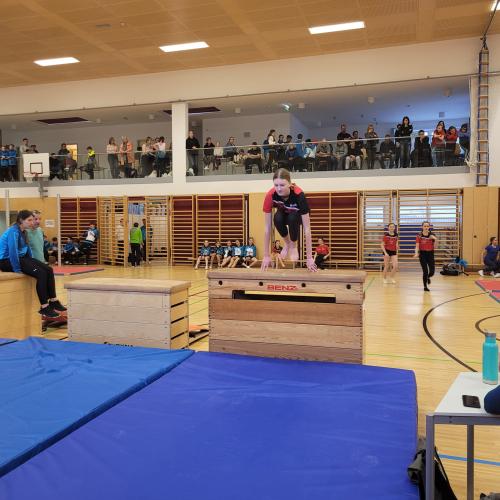 Turnerin springt über den Kasten