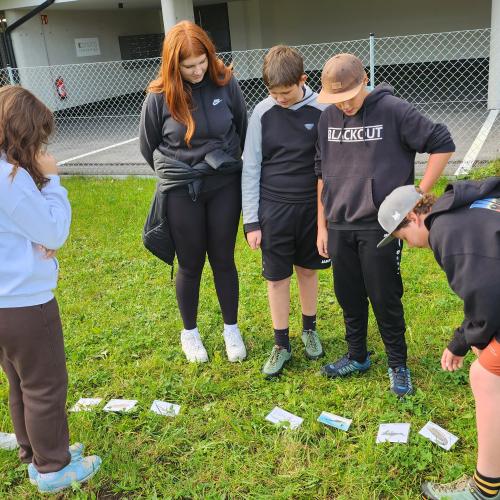 Schüler:innen arbeiten an einer Gruppenarbiet.