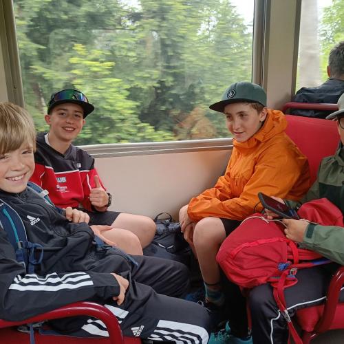 Fahrt im Zug am Ritten.