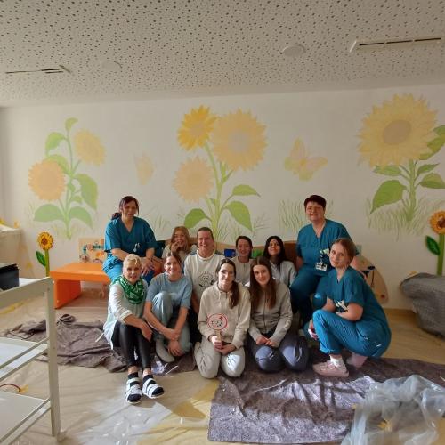Jugendrotkreuz Schneckenrallye Gruppenfoto im BKH.